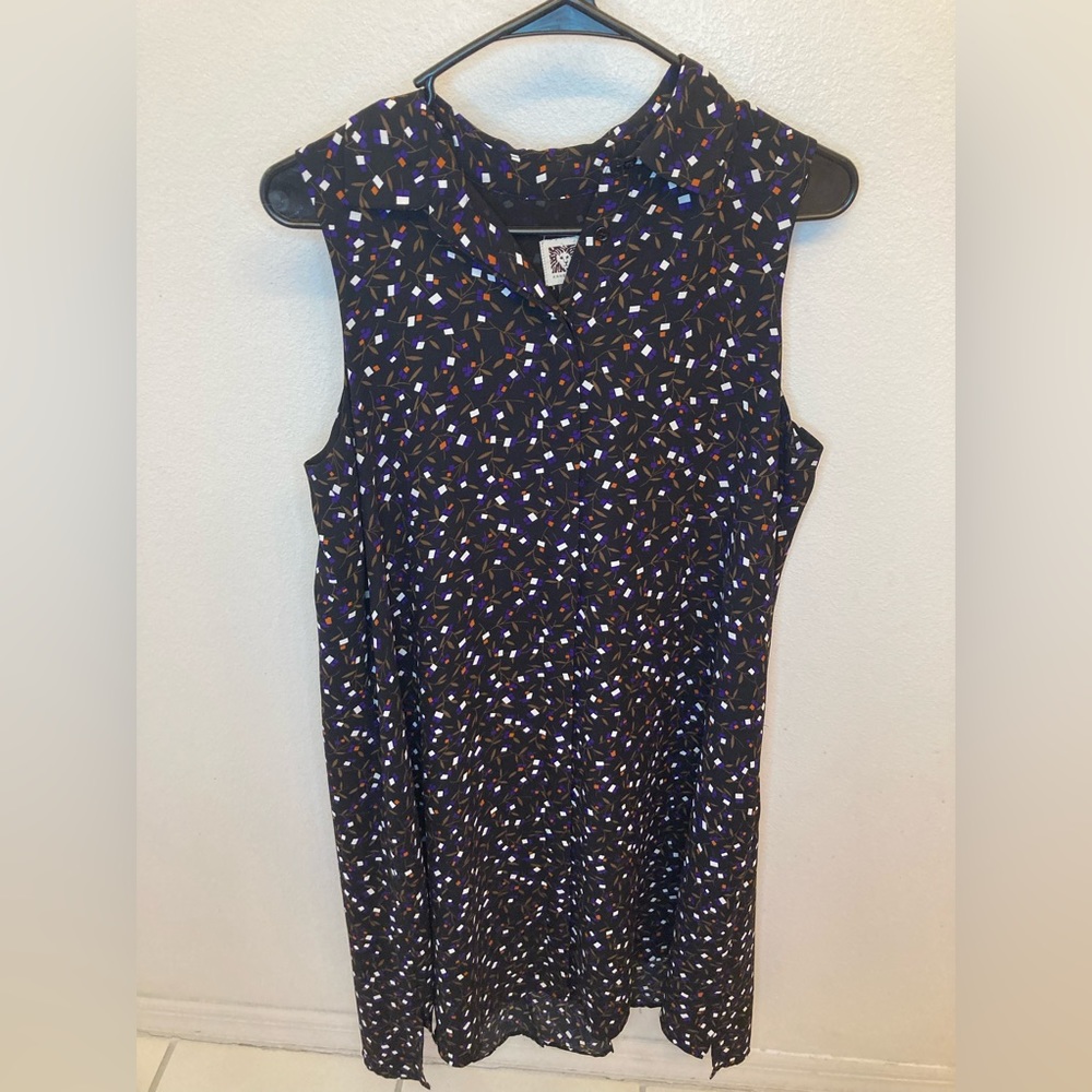 Black Button Down Floral Patterned Dress
